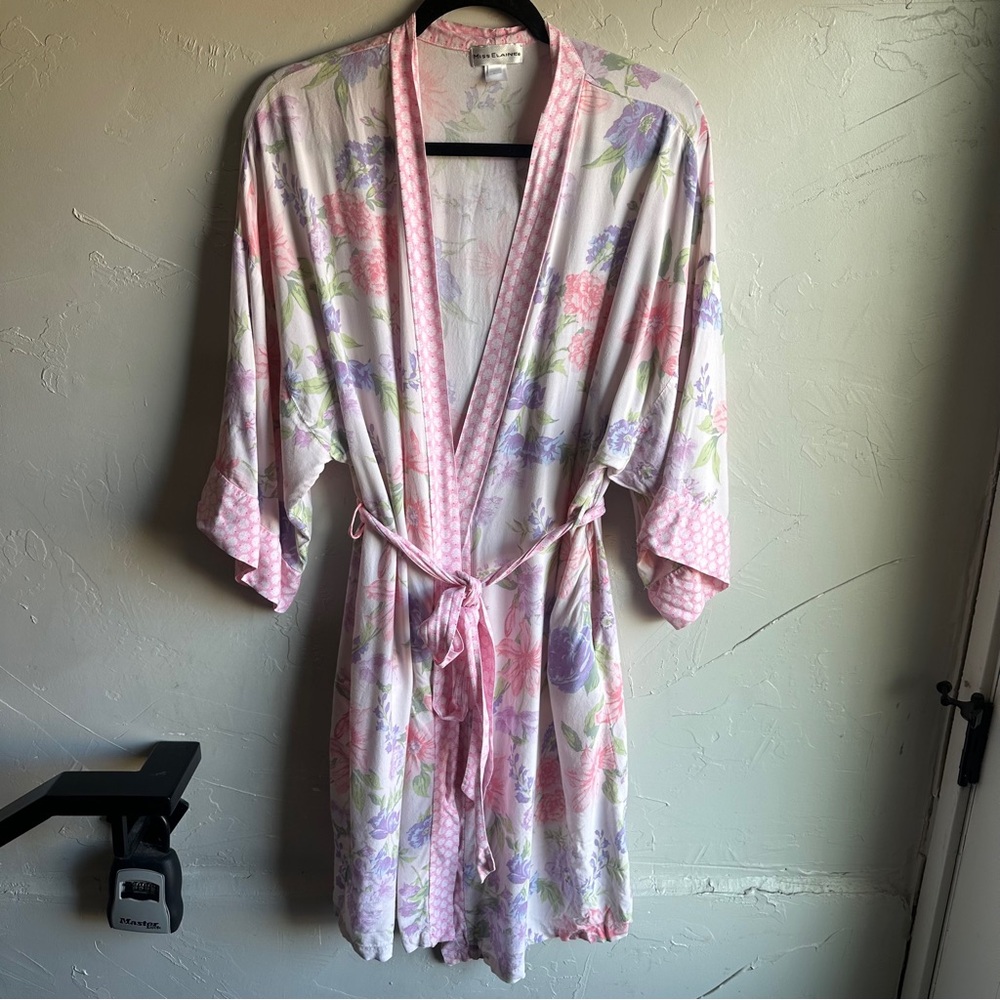 Floral Kimono Robe Pastel Cottagecore Coquette Lounge Robe Soft Girl Sleepwear L